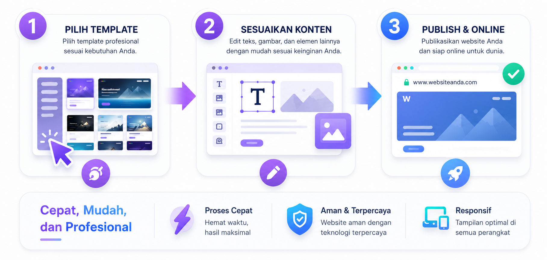 Cara kerja Wozter dalam tiga langkah
